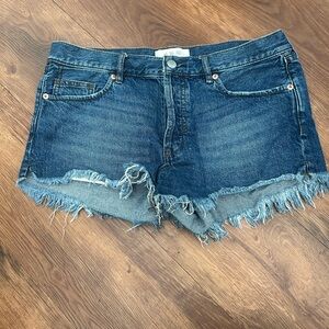 We The Free Blue Frayed Jean Shorts